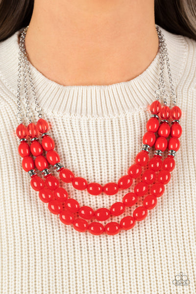 Coastal Cruise - Red Paparazzi Necklace (#2867)