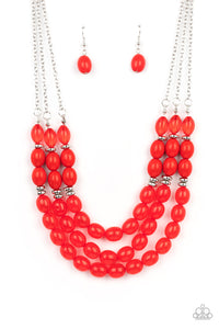 Coastal Cruise - Red Paparazzi Necklace (#2867)