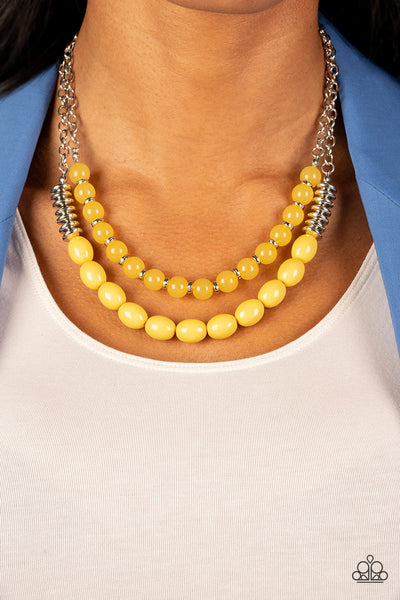 Venetian Voyage - Yellow Paparazzi Necklace (#5439)