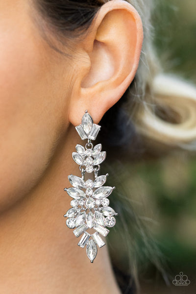 Frozen Fairytale - White Paparazzi Earrings - Life of the Party May 2022 (LOP20)