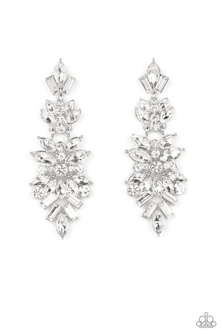 Frozen Fairytale - White Paparazzi Earrings - Life of the Party May 2022 (LOP20)