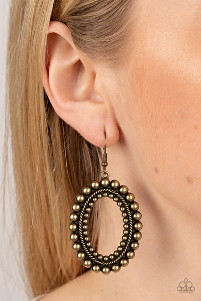 Homestead Hideaway - Brass Paparazzi Earring (1781)