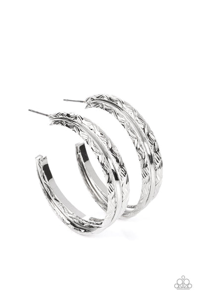 CONTOUR de Force - Silver Paparazzi Earring (#1696)