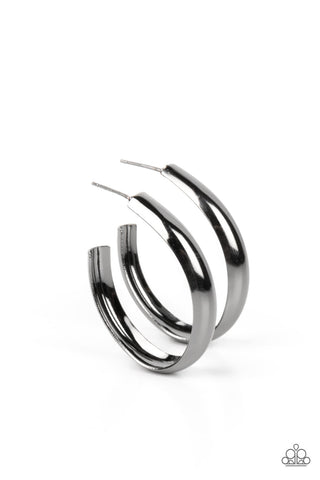 Champion Curves - Black Paparazzi Earring (#1265)