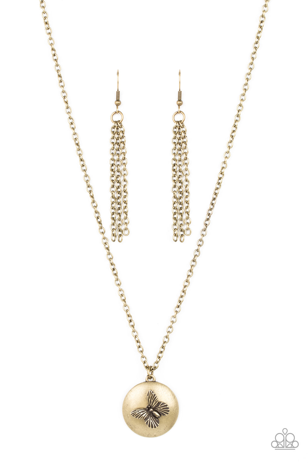 Monarch Meadow - Brass Paparazzi Necklace (#2464)