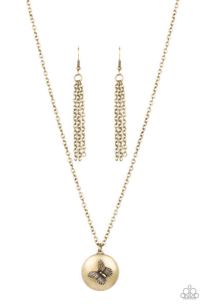 Monarch Meadow - Brass Paparazzi Necklace (#2464)