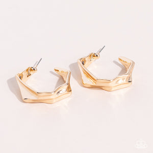 Cutting Edge Couture - Gold Paparazzi Earring (#5401)