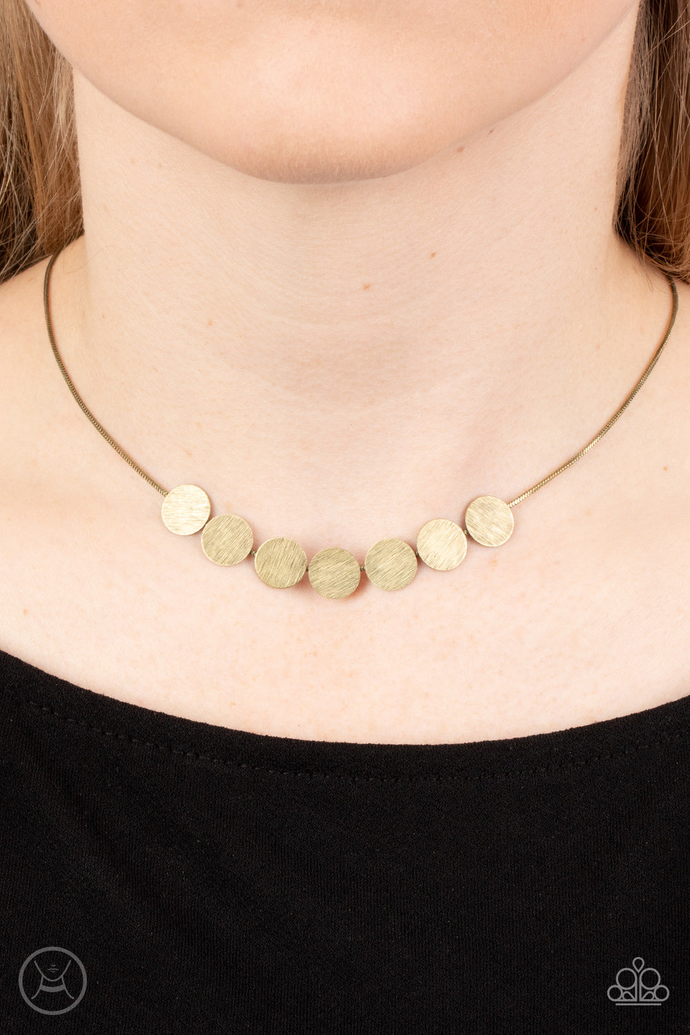 Slimmer Glimmer - Brass Paparazzi Necklace (PZ-375)