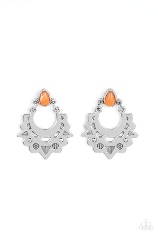 Earthy Zeal - Orange Paparazzi Earring (#3331)