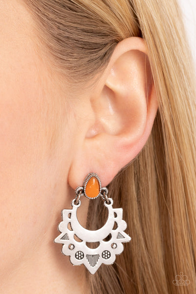 Earthy Zeal - Orange Paparazzi Earring (#3331)