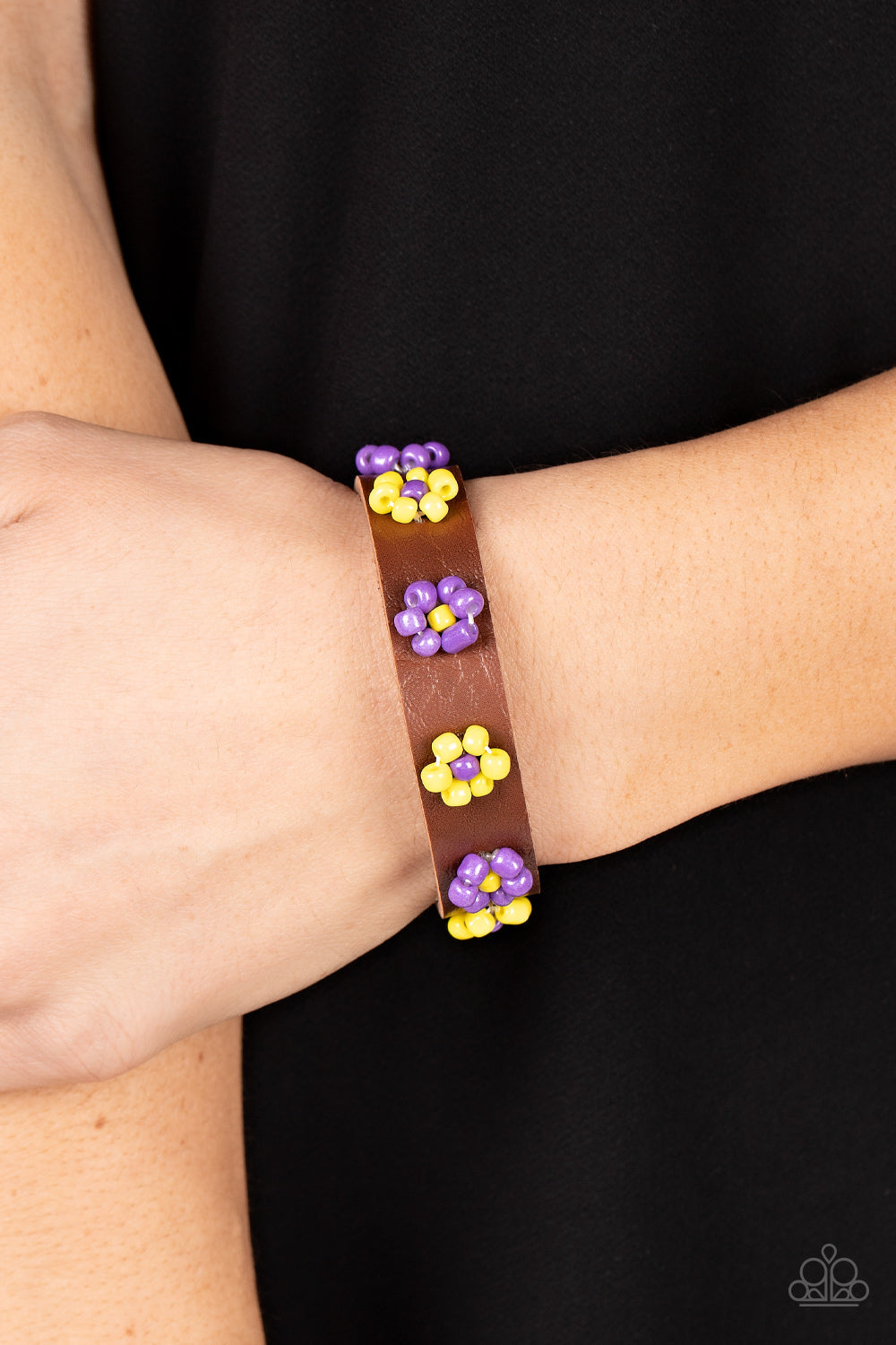 Flowery Frontier - Purple Paparazzi Bracelet (PZ-4903)