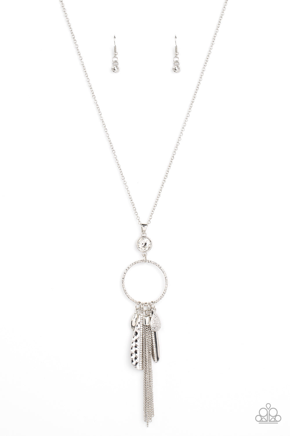 Tastefully Tasseled - White Paparazzi Necklace (#3545)