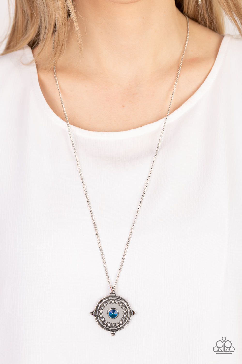 Compass Composure - Blue Paparazzi Necklace (#3501)