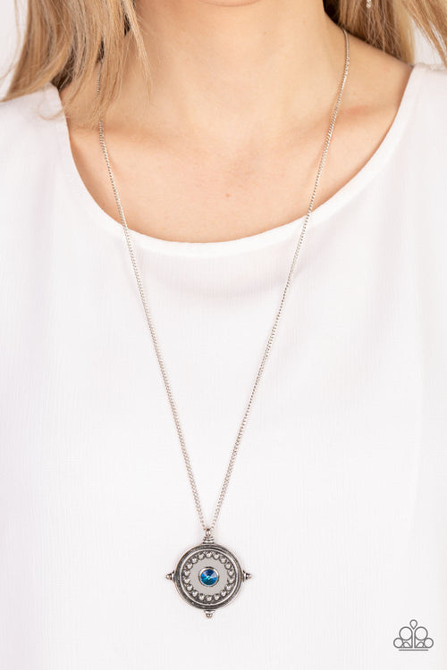 Compass Composure - Blue Paparazzi Necklace (#3501)