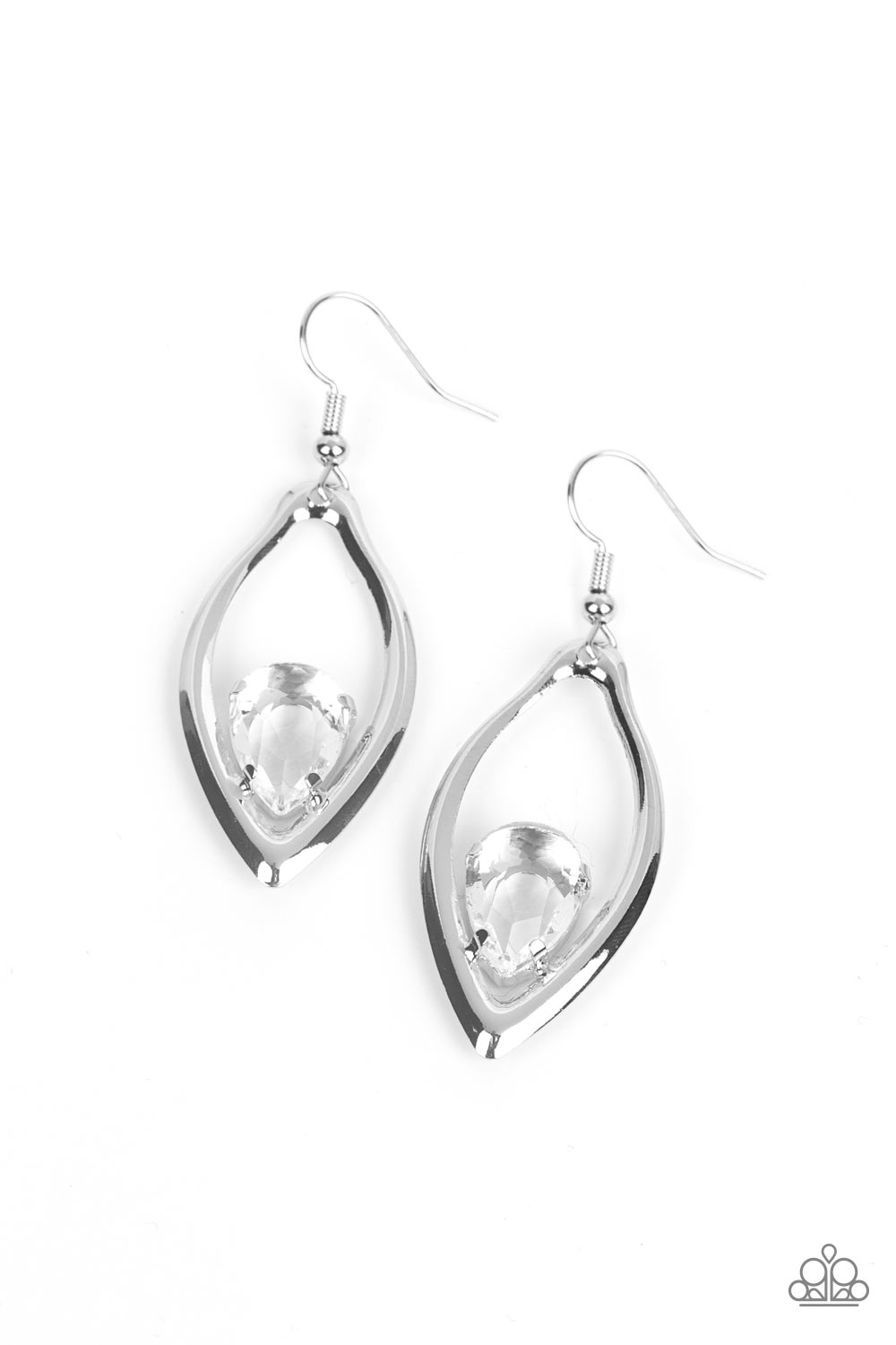 Beautifully Bejeweled - White Paparazzi Earring (PZ-4191)