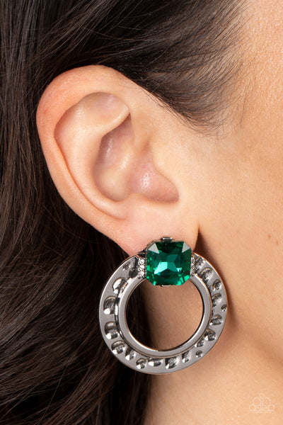 Smoldering Scintillation - Green Paparazzi Earring (#3587)