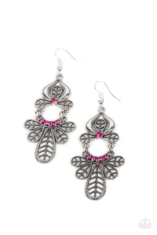 Galapagos Gala - Pink Paparazzi Earring (#1880)