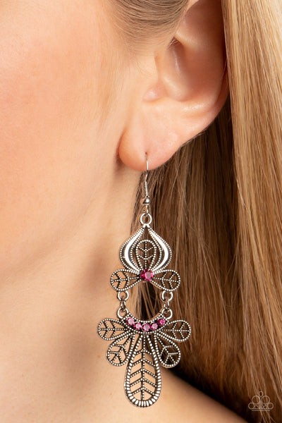 Galapagos Gala - Pink Paparazzi Earring (#1880)