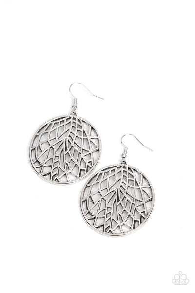 Fractured Foliage - Silver Paparazzi Earring (#3411)