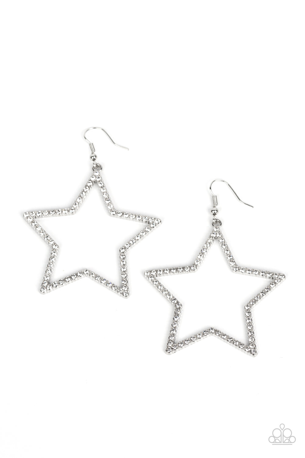 Supernova Sparkle - White Paparazzi Earring (#1330)