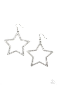 Supernova Sparkle - White Paparazzi Earring (#1330)