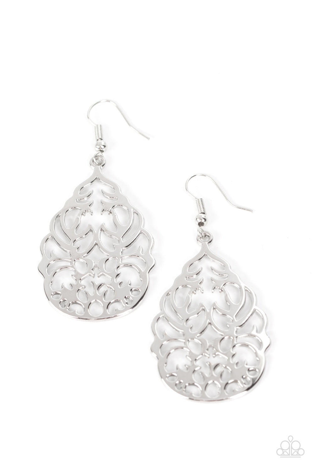 Vineyard Vista - Silver Paparazzi Earring (#5471)