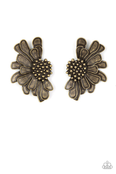 Farmstead Meadow - Brass Paparazzi Earring (#4387)