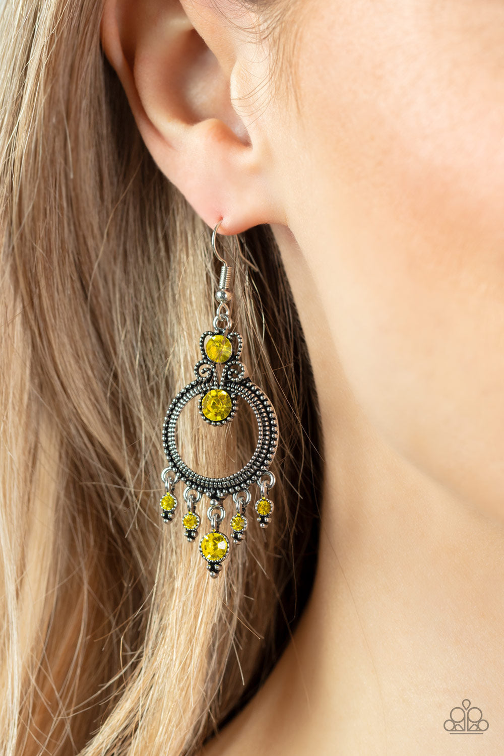 Palace Politics - Yellow Paparazzi Earring (PZ-1065)