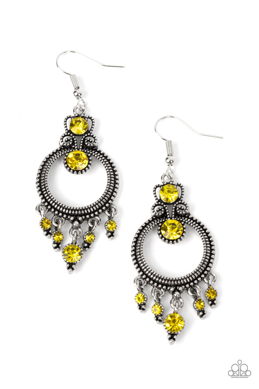 Palace Politics - Yellow Paparazzi Earring (PZ-1065)