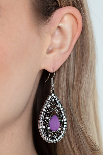 Cloud Nine Couture - Purple Paparazzi Earring (#3757)