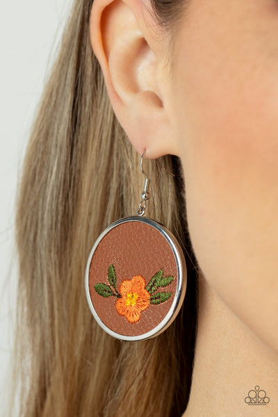 Prairie Patchwork - Orange Paparazzi Earring (#3726)