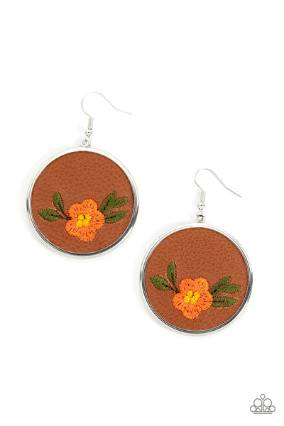 Prairie Patchwork - Orange Paparazzi Earring (#3726)