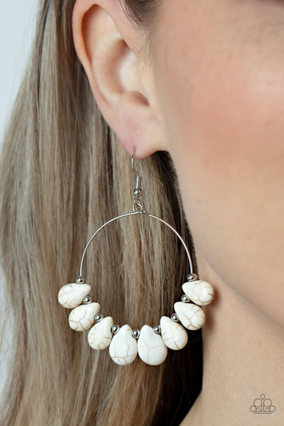 Canyon Quarry - White Paparazzi Earring (#3856)