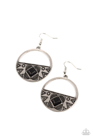 Sandstone Prairie - Black Paparazzi Earring (#1591)