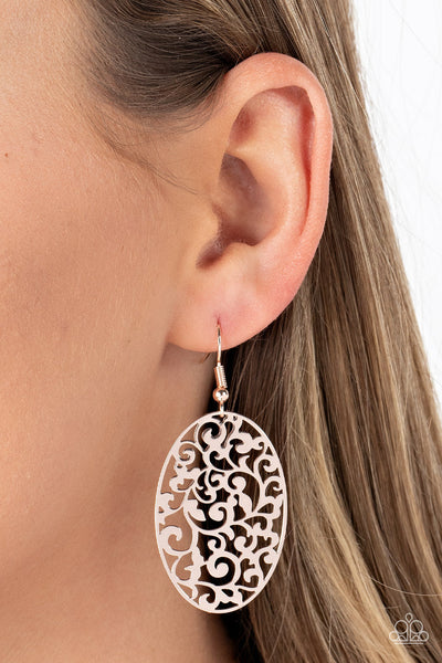 Secret Orchards - Gold Paparazzi Earring (#2351)