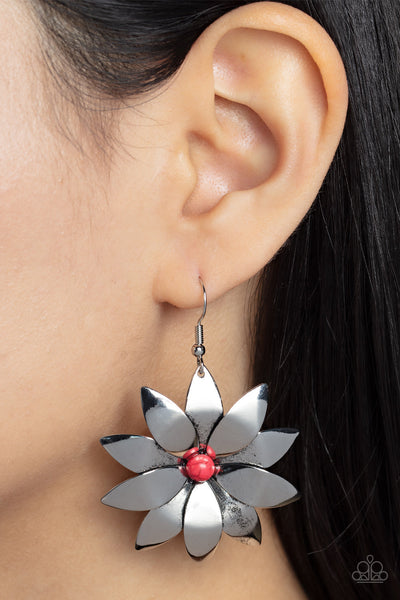 Pinwheel Prairies - Red Paparazzi Earring (#5268)