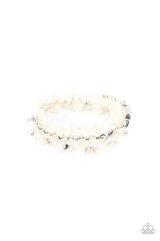 Shoreside Soiree - White Paparazzi Bracelet (#3565)