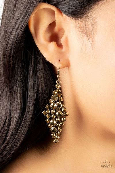 Celestial Comet - Brass Paparazzi Earring (#3210)