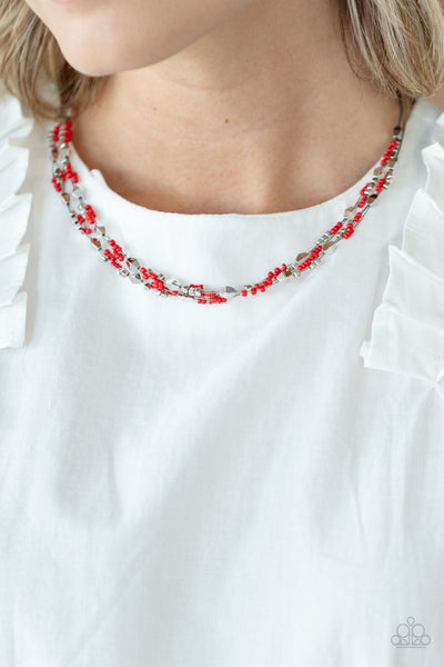 Explore Every Angle - Red Paparazzi Necklace (S037)