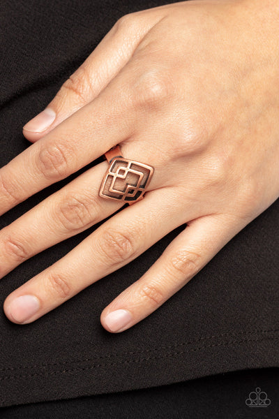 Diamond Duo - Copper Paparazzi Ring (P40)