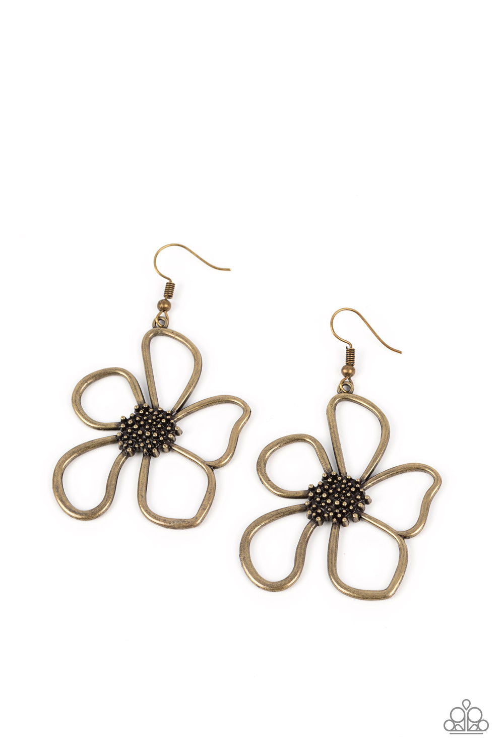 Wildflower Walkway - Brass Paparazzi Earring (#4004)