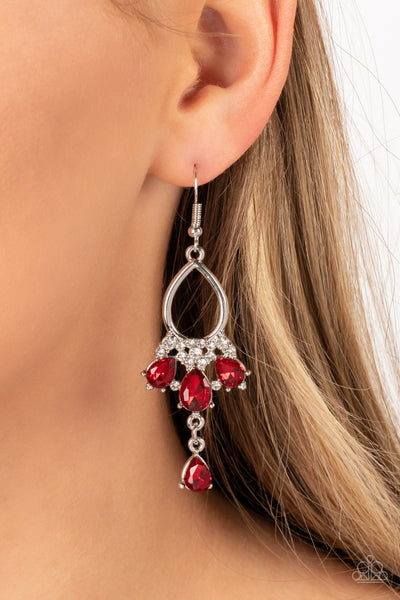 Coming in Clutch - Red Paparazzi Earring (#1464)