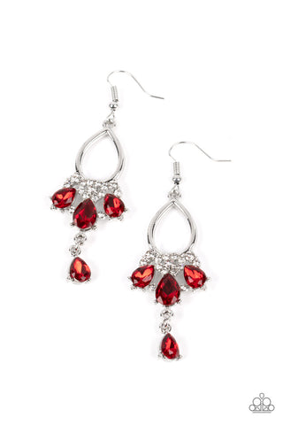 Coming in Clutch - Red Paparazzi Earring (#1464)