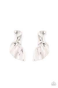 METAL-Physical Mood - Silver Paparazzi Earring (#3058)