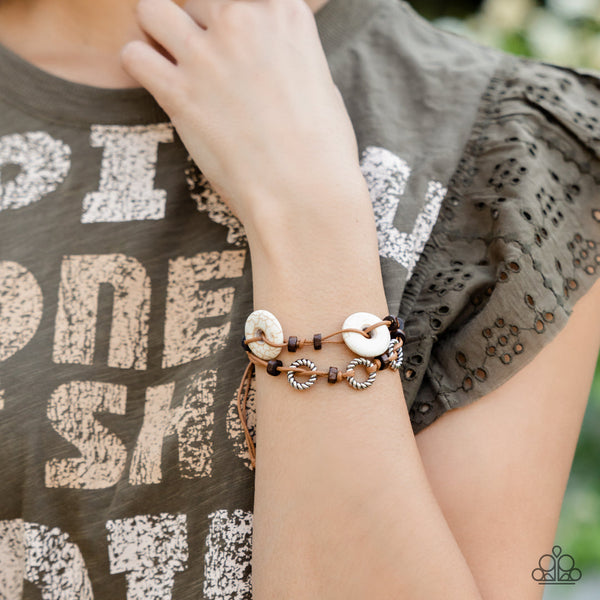 Quarry Quandary - White Paparazzi Bracelet (#4397)