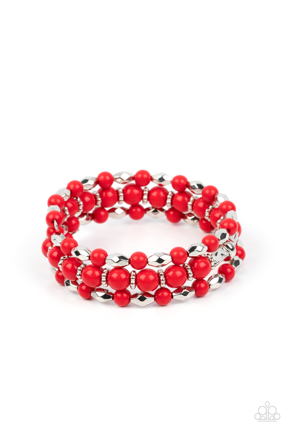 Colorfully Coiled - Red Paparazzi Bracelet (#1992)