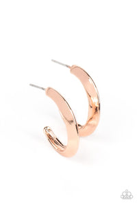 BEVEL Up - Rose Gold Paparazzi Earring (#3880)