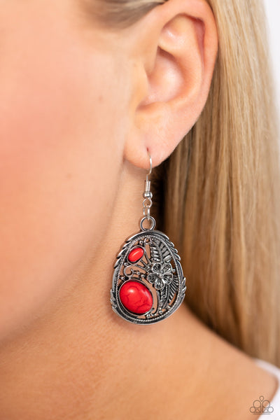 Hibiscus Harvest - Red Paparazzi Earring (#4804)