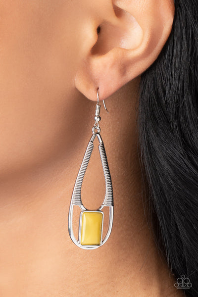 Adventure Story - Yellow Paparazzi Earring (#4690)