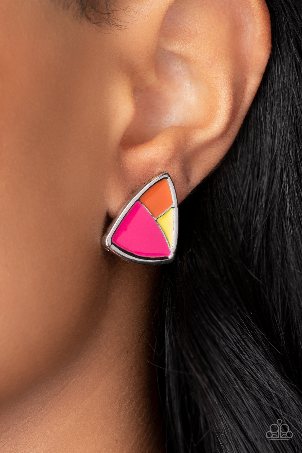Kaleidoscopic Collision - Multi Paparazzi Earring (PZ-2946)